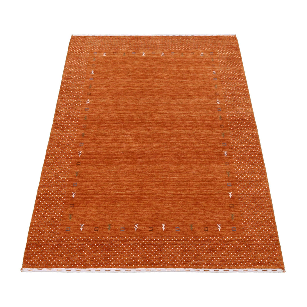 Orange Tribal Gabbeh Border Design Hand Loomed Wool Area Rug - The Rug Decor