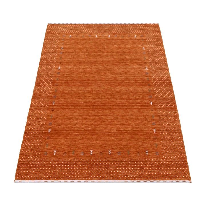 Orange Tribal Gabbeh Border Design Hand Loomed Wool Area Rug - The Rug Decor