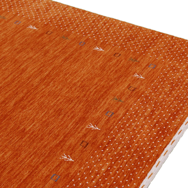 Orange Tribal Gabbeh Border Design Hand Loomed Wool Area Rug - The Rug Decor