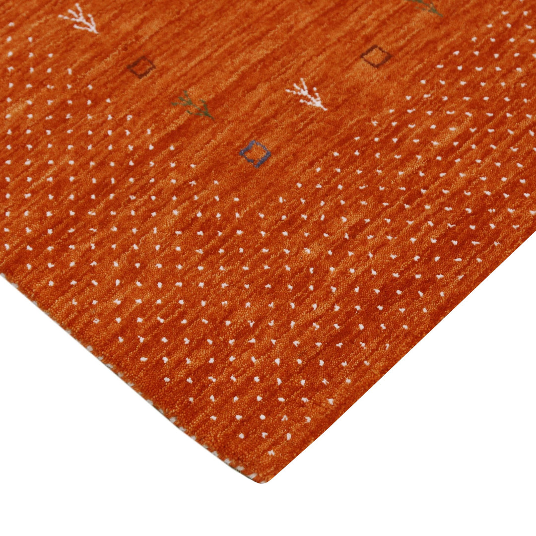 Orange Tribal Gabbeh Border Design Hand Loomed Wool Area Rug - The Rug Decor