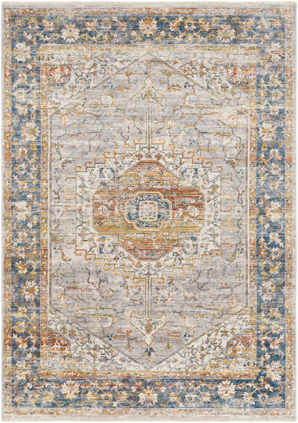 Orchards Traditional Gray And Blue Area Rug - The Rug Decor