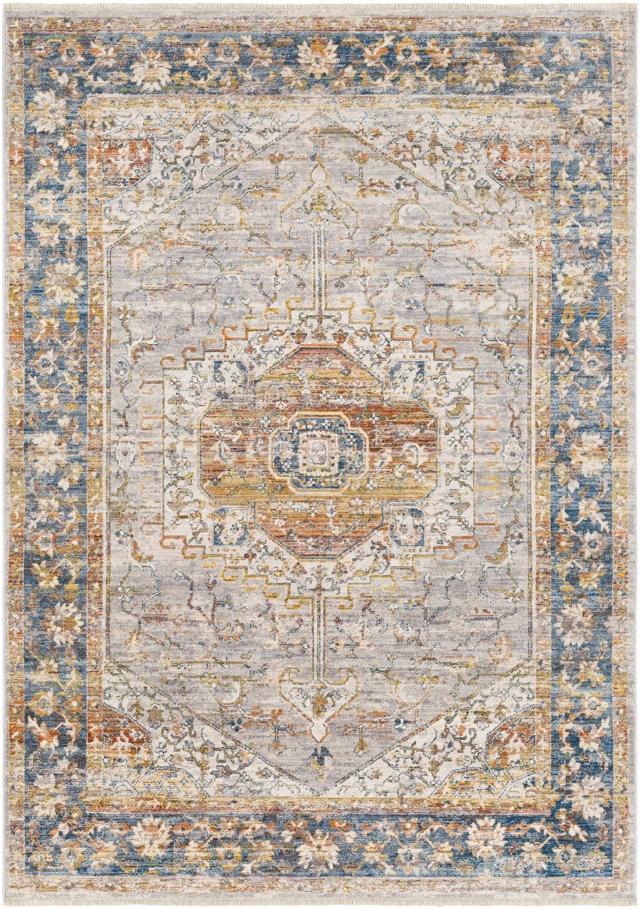 Orchards Traditional Gray And Blue Area Rug - The Rug Decor