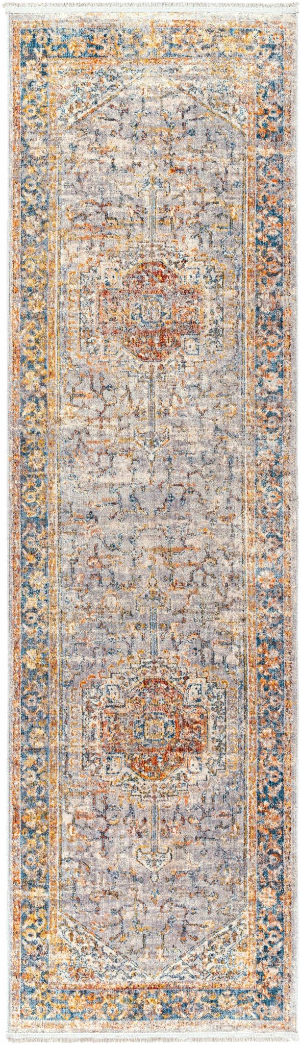 Orchards Traditional Gray And Blue Area Rug - The Rug Decor