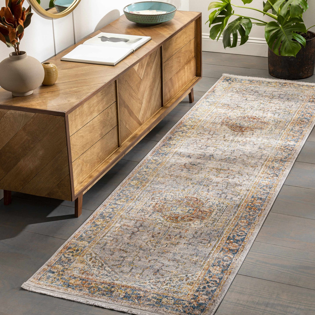Orchards Traditional Gray And Blue Area Rug - The Rug Decor