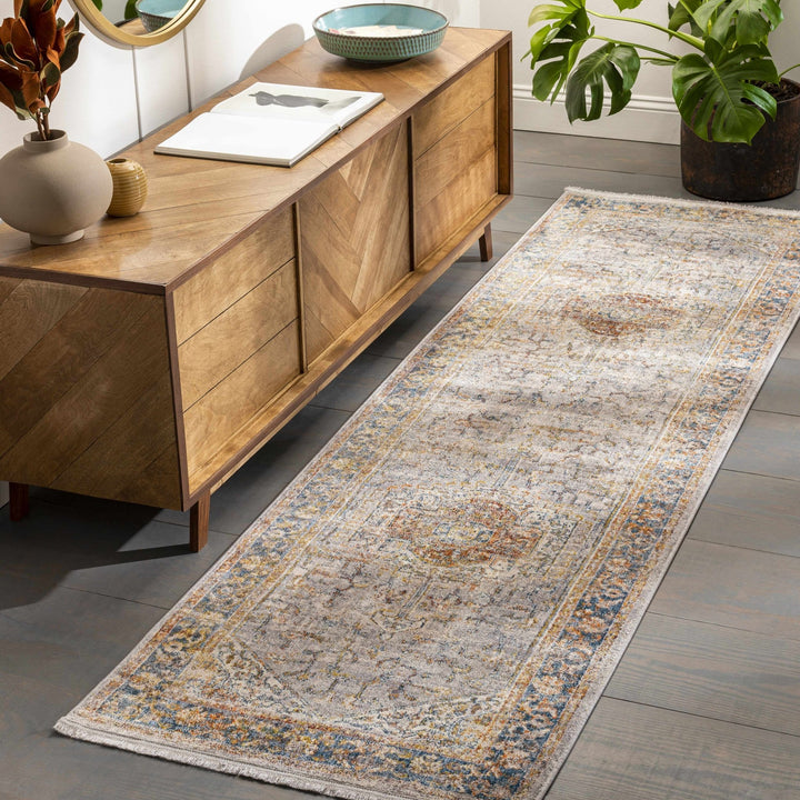 Orchards Traditional Gray And Blue Area Rug - The Rug Decor