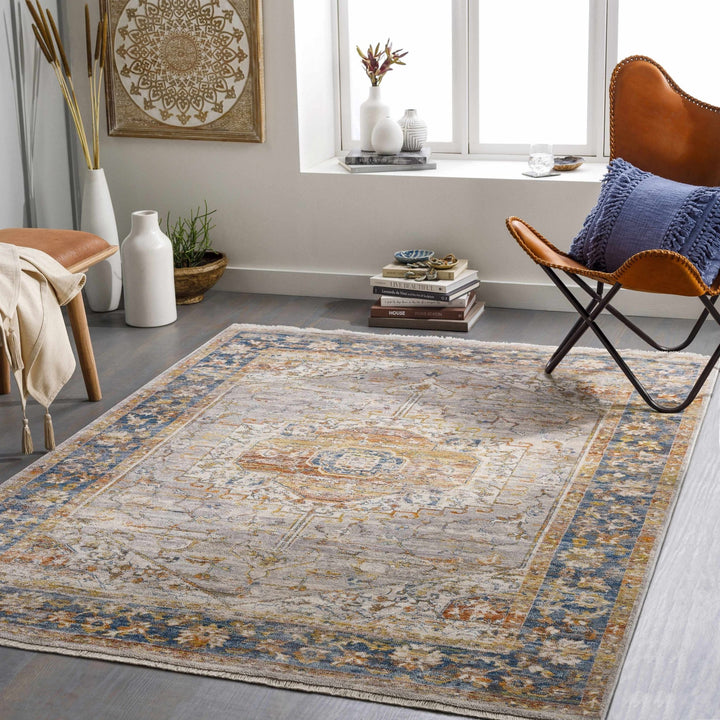Orchards Traditional Gray And Blue Area Rug - The Rug Decor
