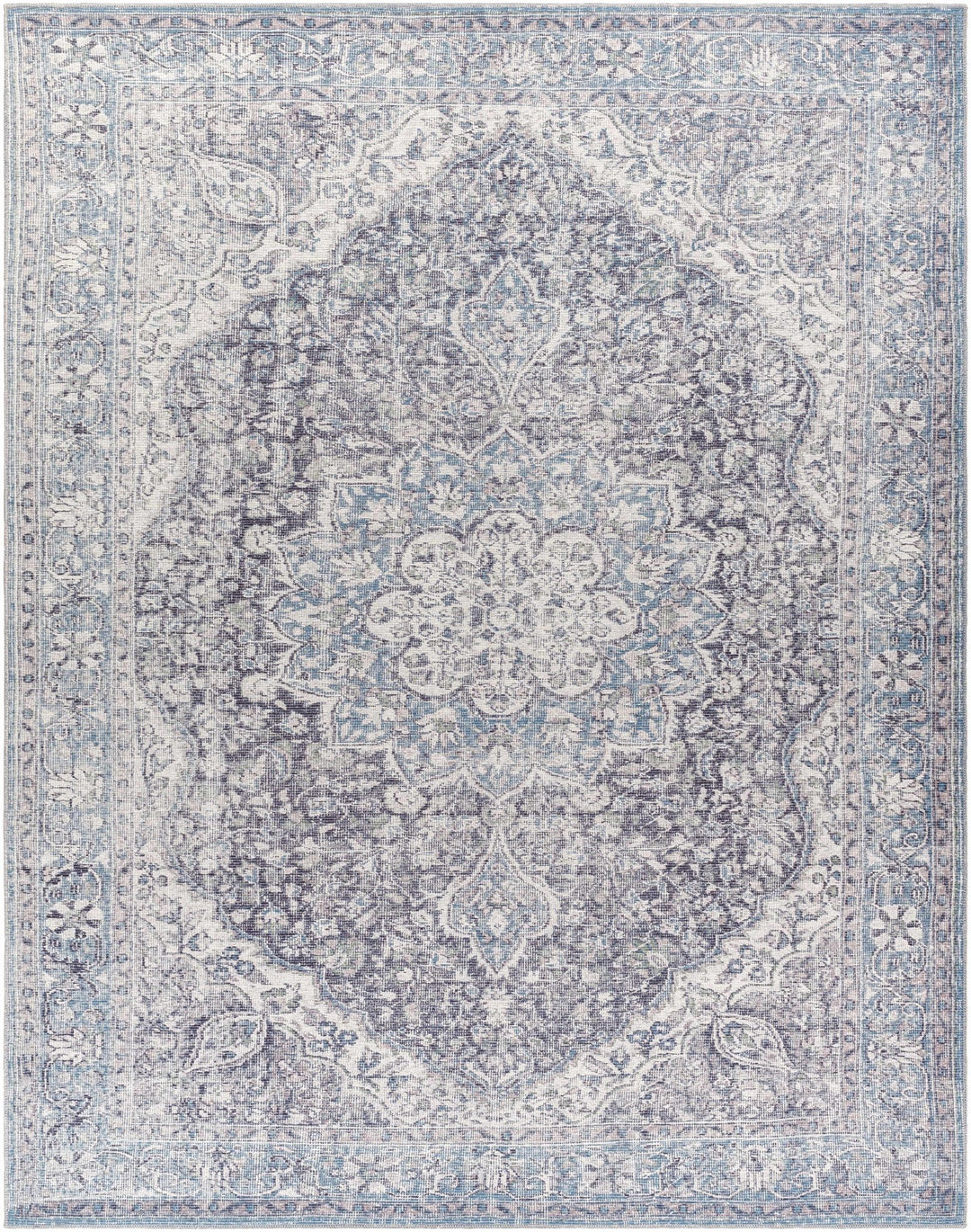 Oriental Medallion Beige, Blue and Violet Multi size Low pile Area Rug - The Rug Decor