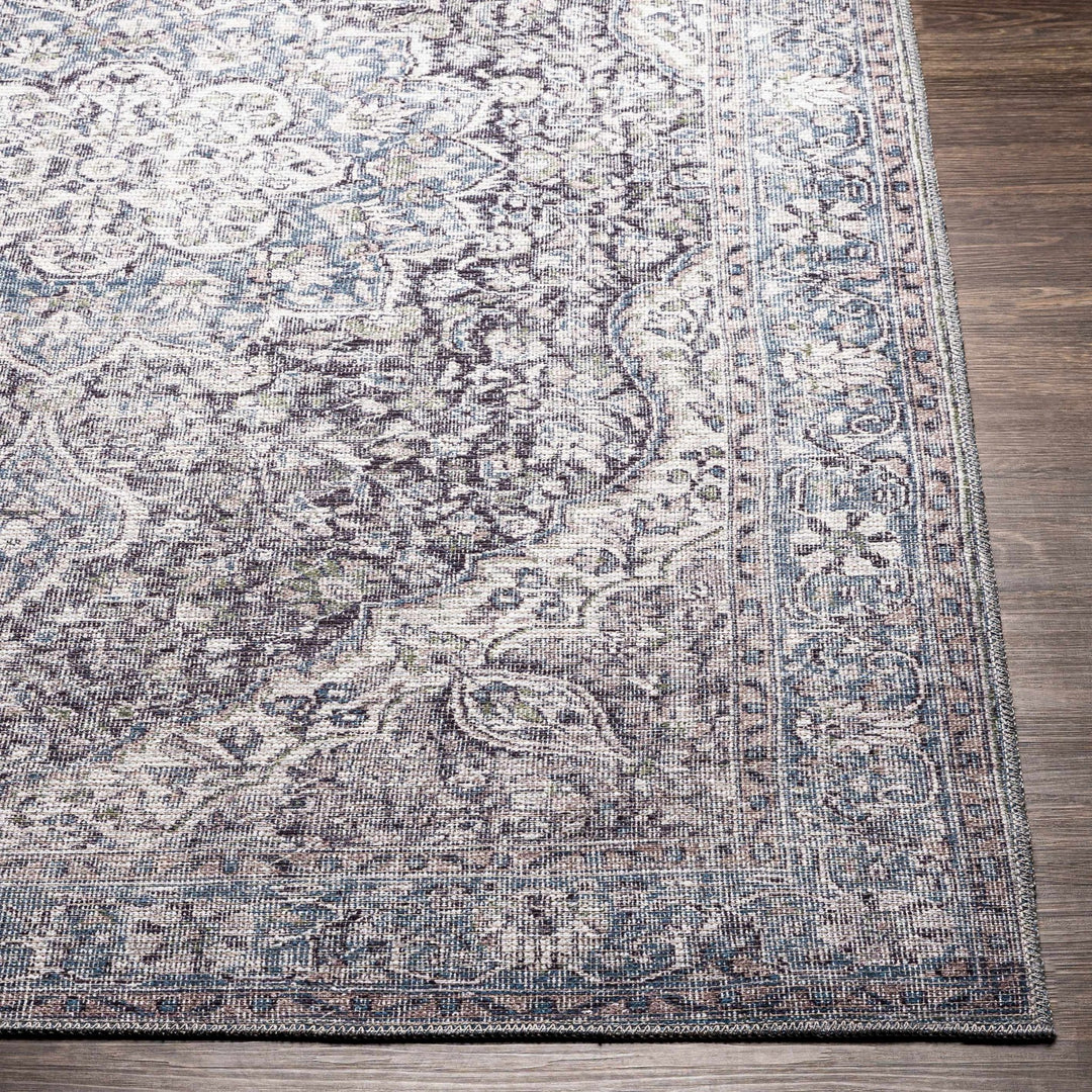 Oriental Medallion Beige, Blue and Violet Multi size Low pile Area Rug - The Rug Decor