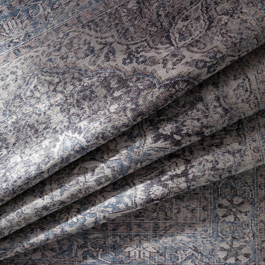 Oriental Medallion Beige, Blue and Violet Multi size Low pile Area Rug - The Rug Decor