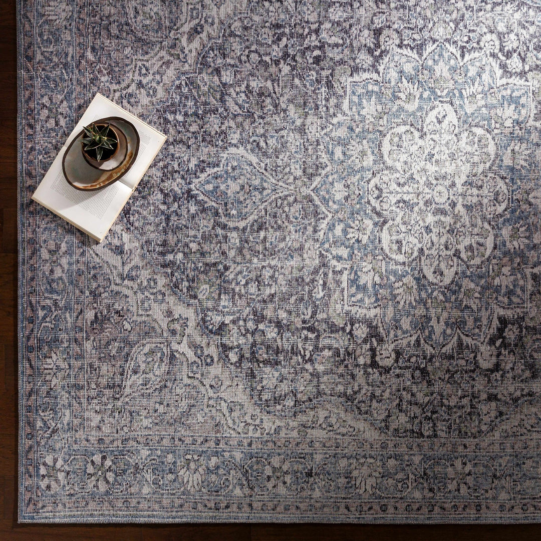 Oriental Medallion Beige, Blue and Violet Multi size Low pile Area Rug - The Rug Decor