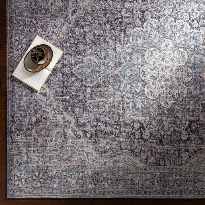 Oriental Medallion Beige, Blue and Violet Multi size Low pile Area Rug - The Rug Decor