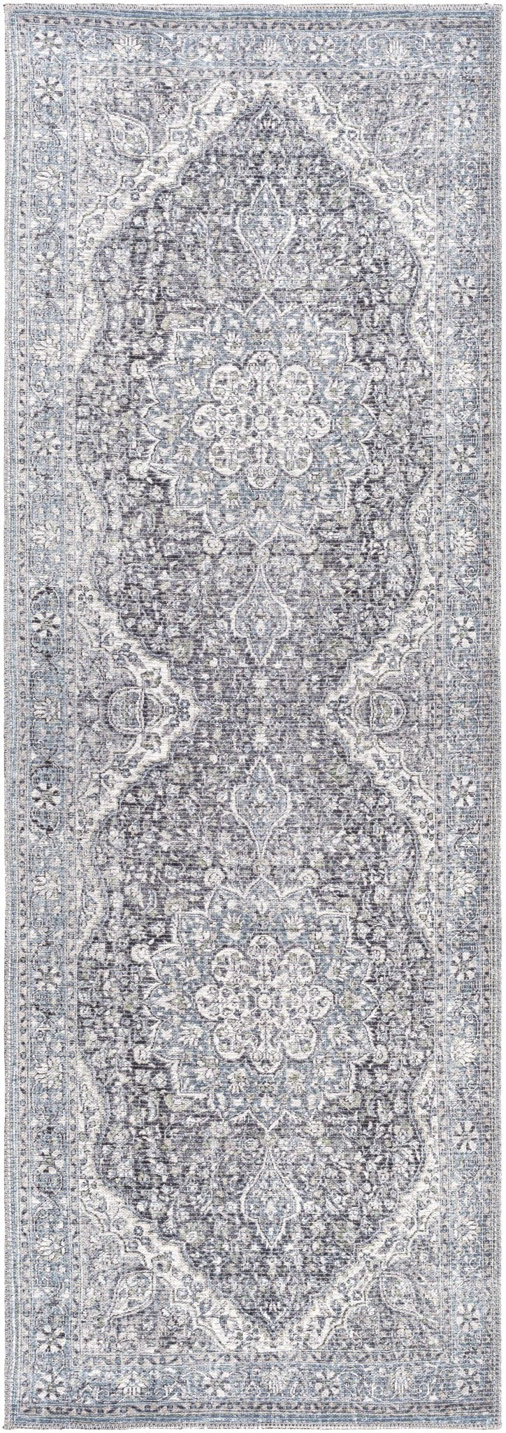 Oriental Medallion Beige, Blue and Violet Multi size Low pile Area Rug - The Rug Decor