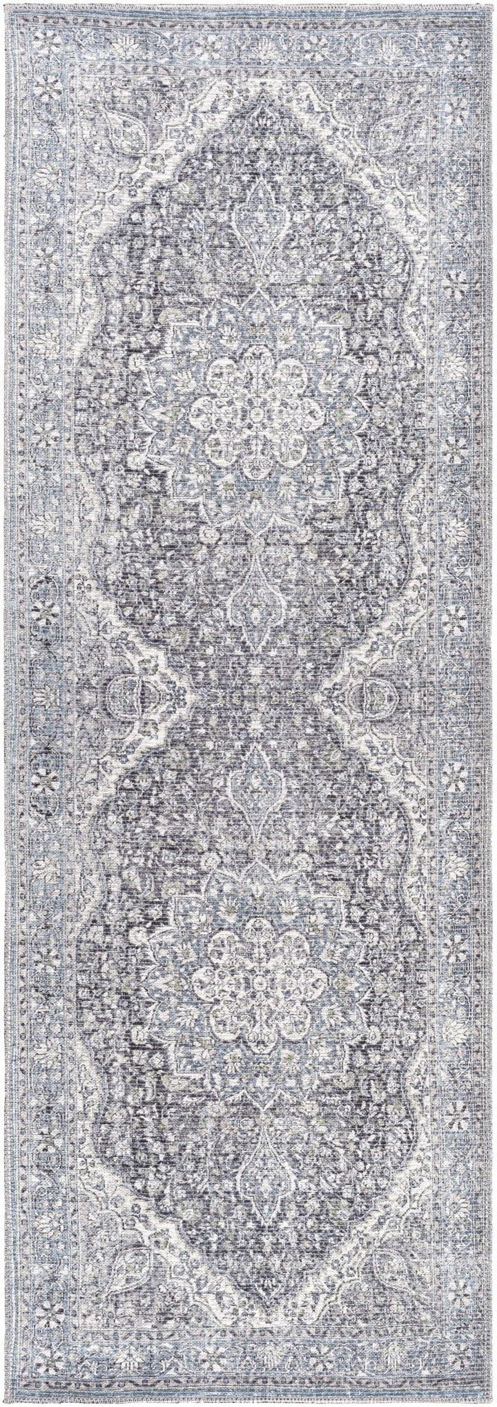 Oriental Medallion Beige, Blue and Violet Multi size Low pile Area Rug - The Rug Decor