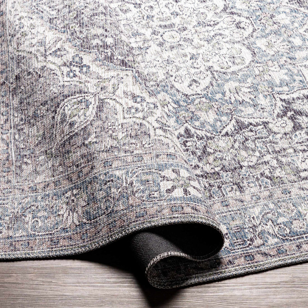 Oriental Medallion Beige, Blue and Violet Multi size Low pile Area Rug - The Rug Decor