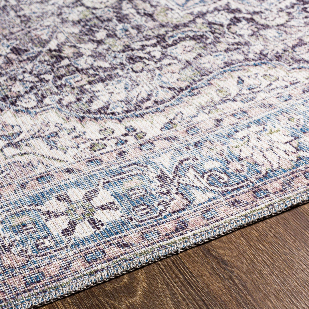 Oriental Medallion Beige, Blue and Violet Multi size Low pile Area Rug - The Rug Decor