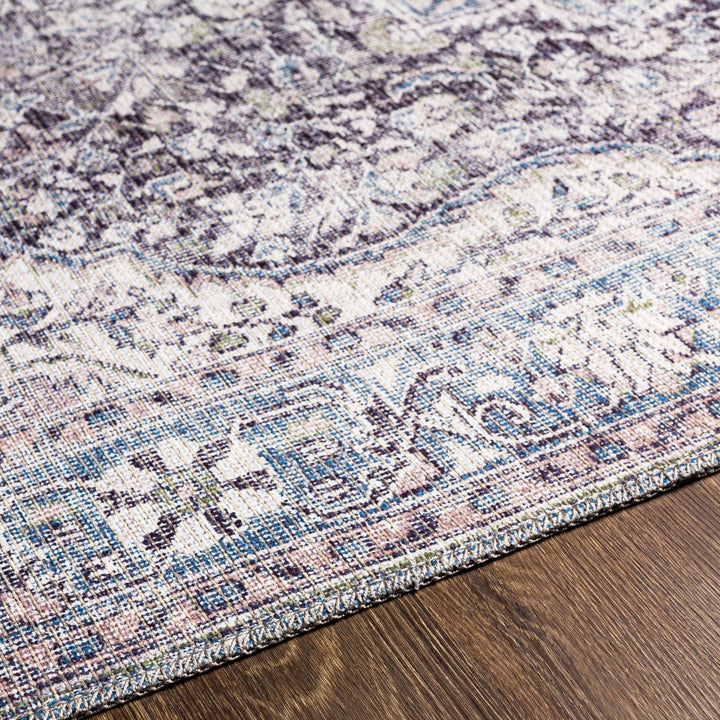 Oriental Medallion Beige, Blue and Violet Multi size Low pile Area Rug - The Rug Decor
