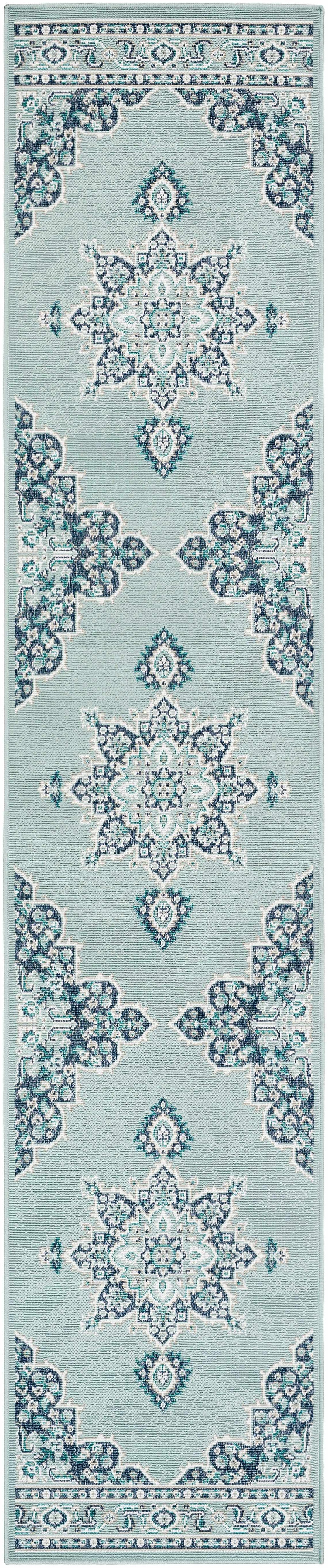 Orla Traditional Medallion Design Blue Outdoor Area Rug
