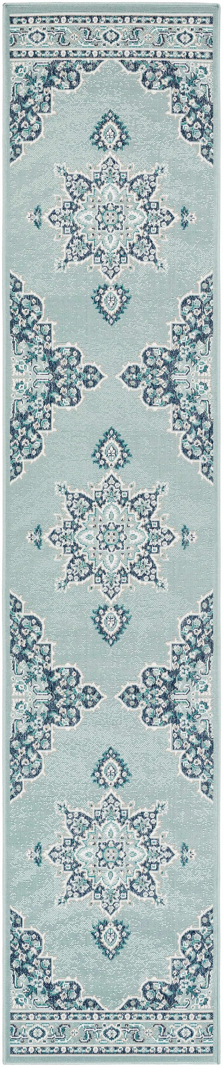 Orla Traditional Medallion Design Blue Outdoor Area Rug