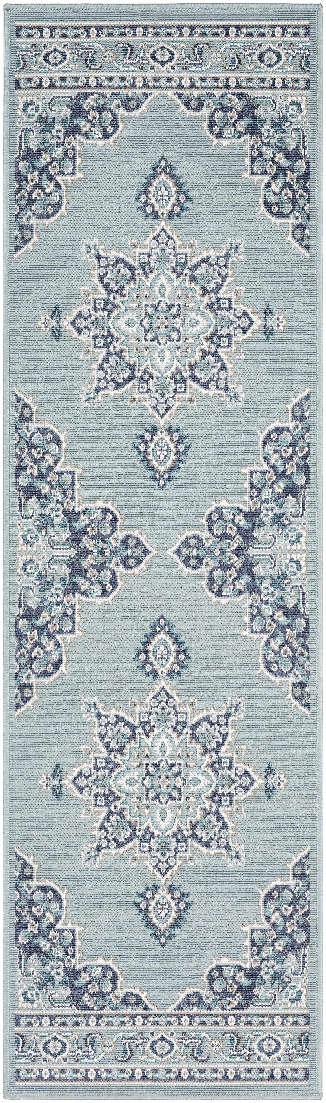 Orla Traditional Medallion Design Blue Outdoor Area Rug