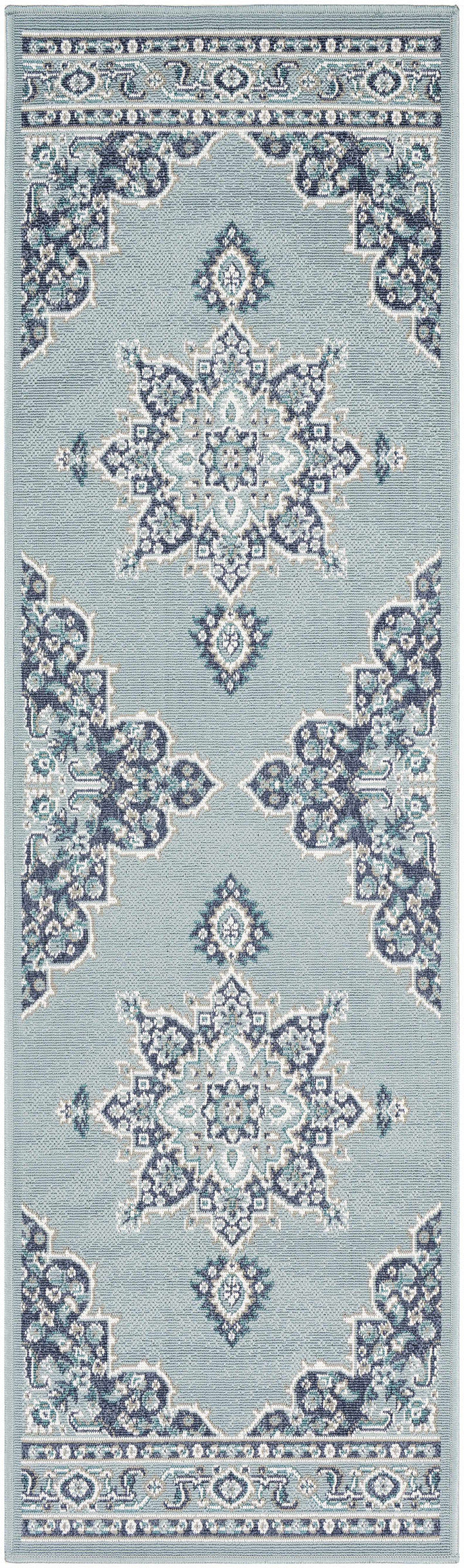 Orla Traditional Medallion Design Blue Outdoor Area Rug