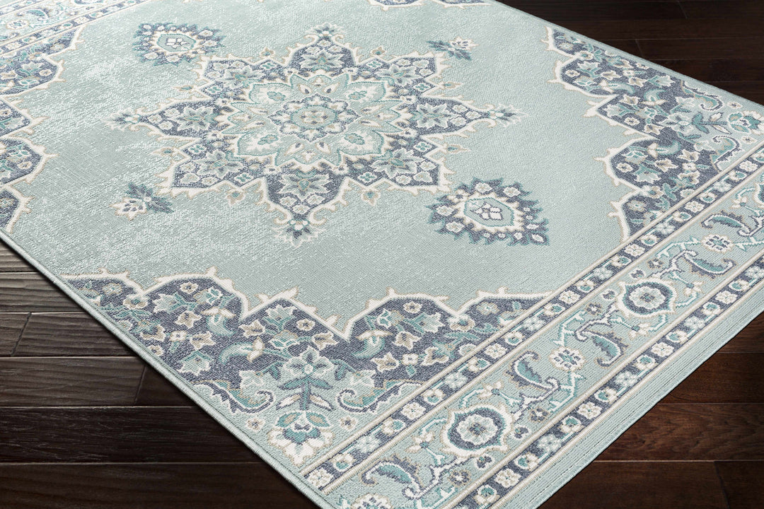 Orla Traditional Medallion Design Blue Outdoor Area Rug