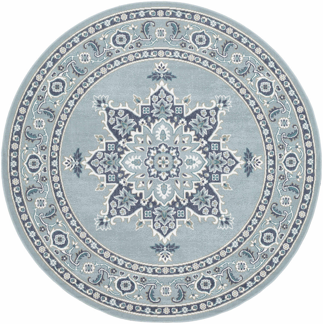 Orla Traditional Medallion Design Blue Outdoor Area Rug