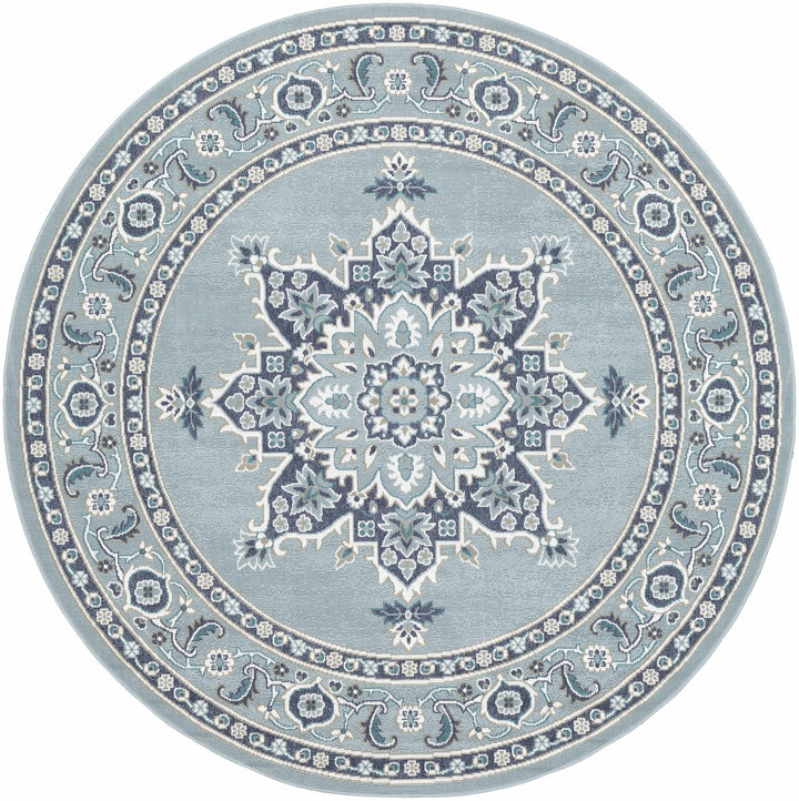 Orla Traditional Medallion Design Blue Outdoor Area Rug