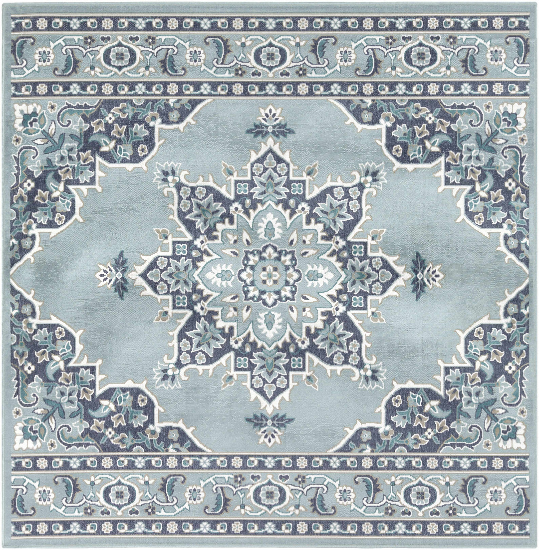 Orla Traditional Medallion Design Blue Outdoor Area Rug