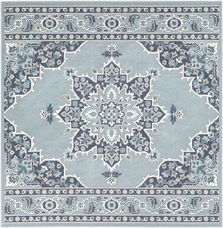 Orla Traditional Medallion Design Blue Outdoor Area Rug