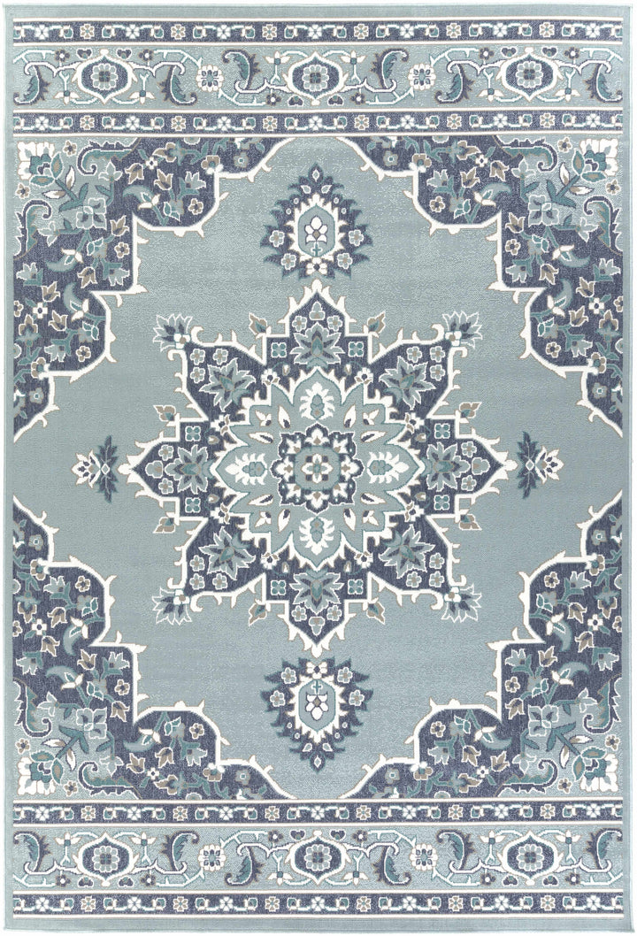 Orla Traditional Medallion Design Blue Outdoor Area Rug