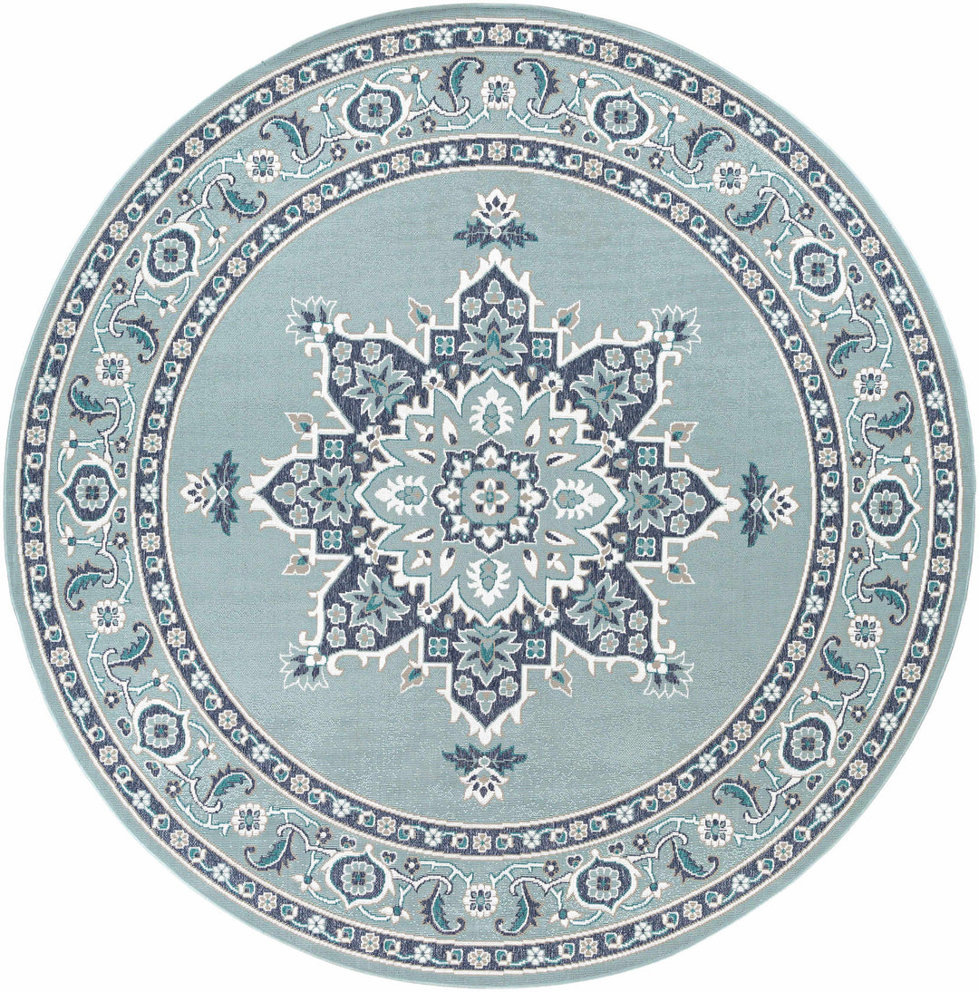 Orla Traditional Medallion Design Blue Outdoor Area Rug