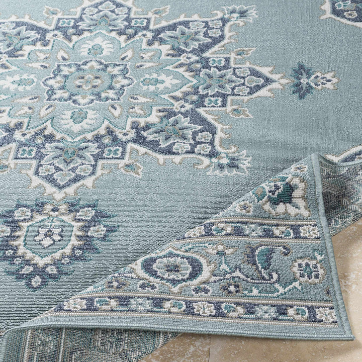 Orla Traditional Medallion Design Blue Outdoor Area Rug