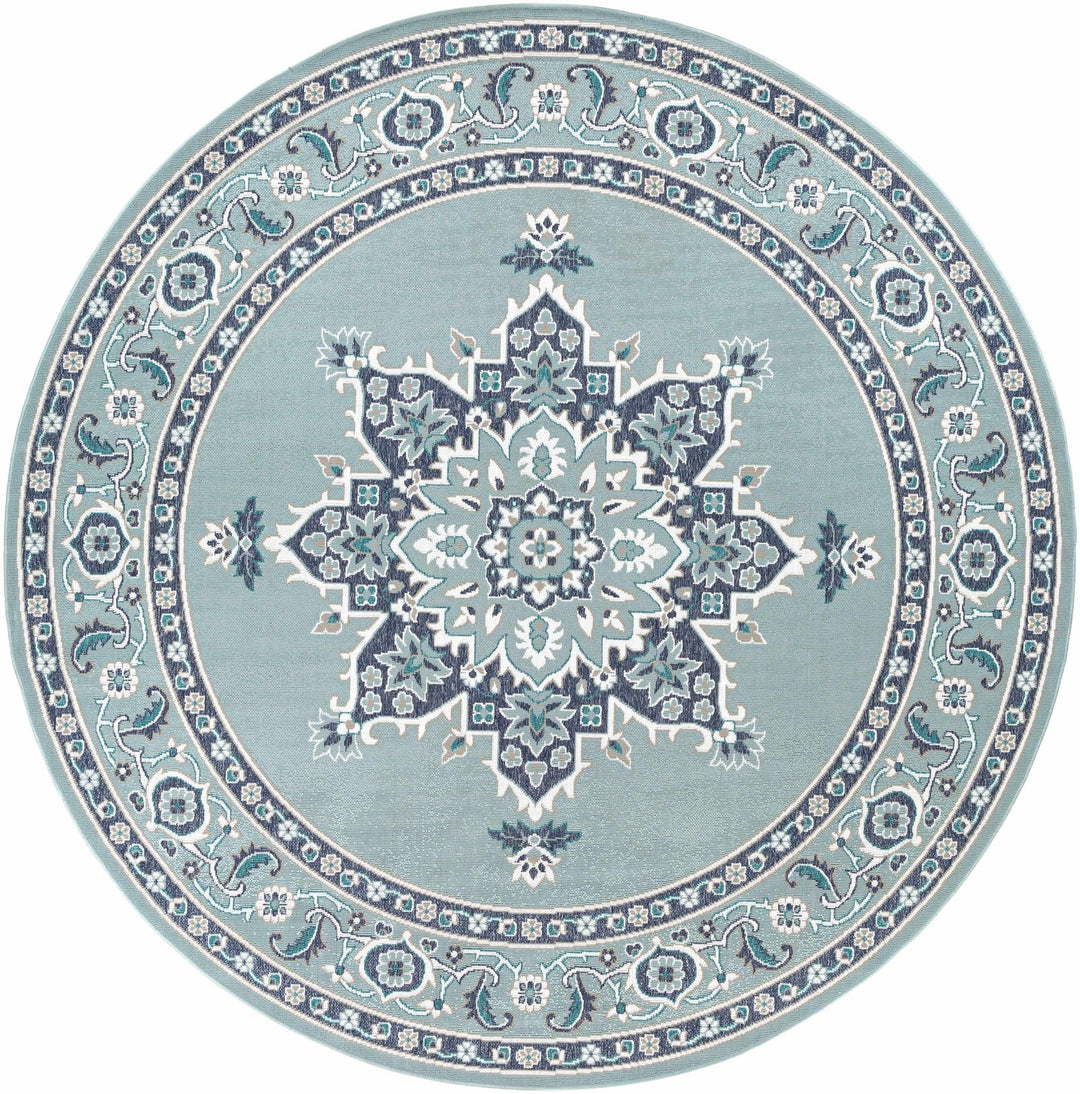 Orla Traditional Medallion Design Blue Outdoor Area Rug - The Rug Decor