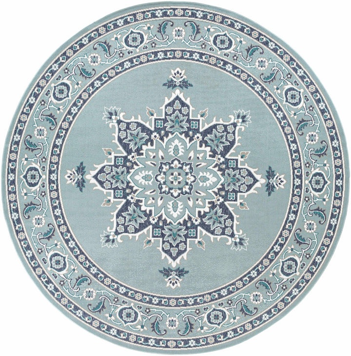 Orla Traditional Medallion Design Blue Outdoor Area Rug - The Rug Decor