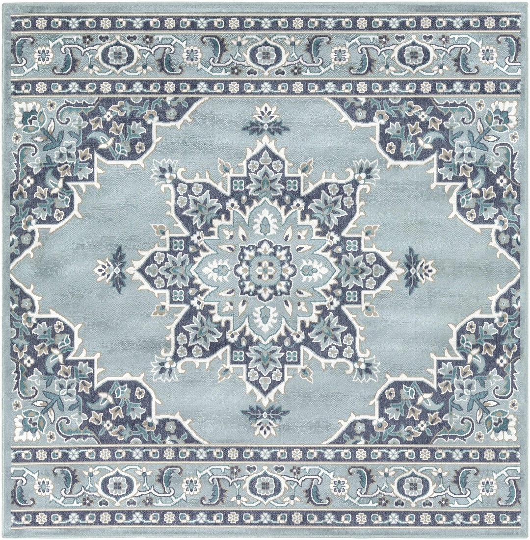 Orla Traditional Medallion Design Blue Outdoor Area Rug - The Rug Decor