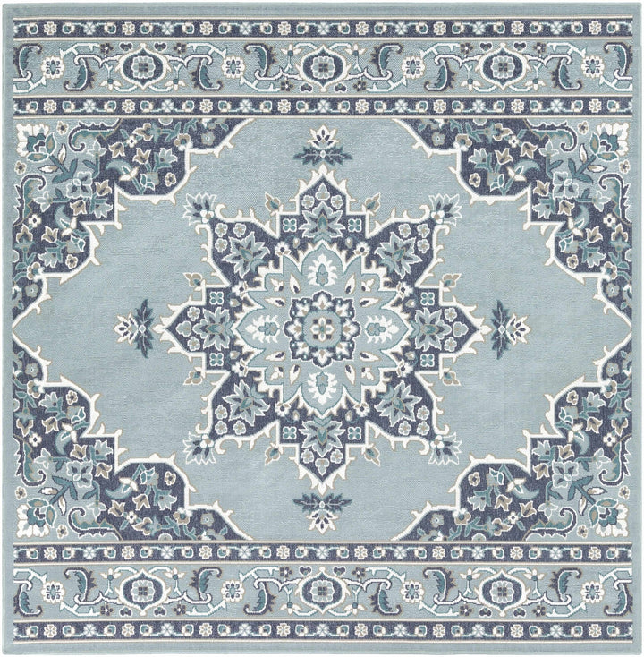 Orla Traditional Medallion Design Blue Outdoor Area Rug - The Rug Decor