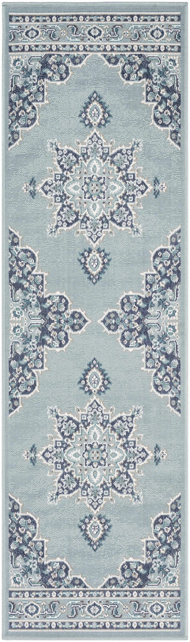 Orla Traditional Medallion Design Blue Outdoor Area Rug - The Rug Decor