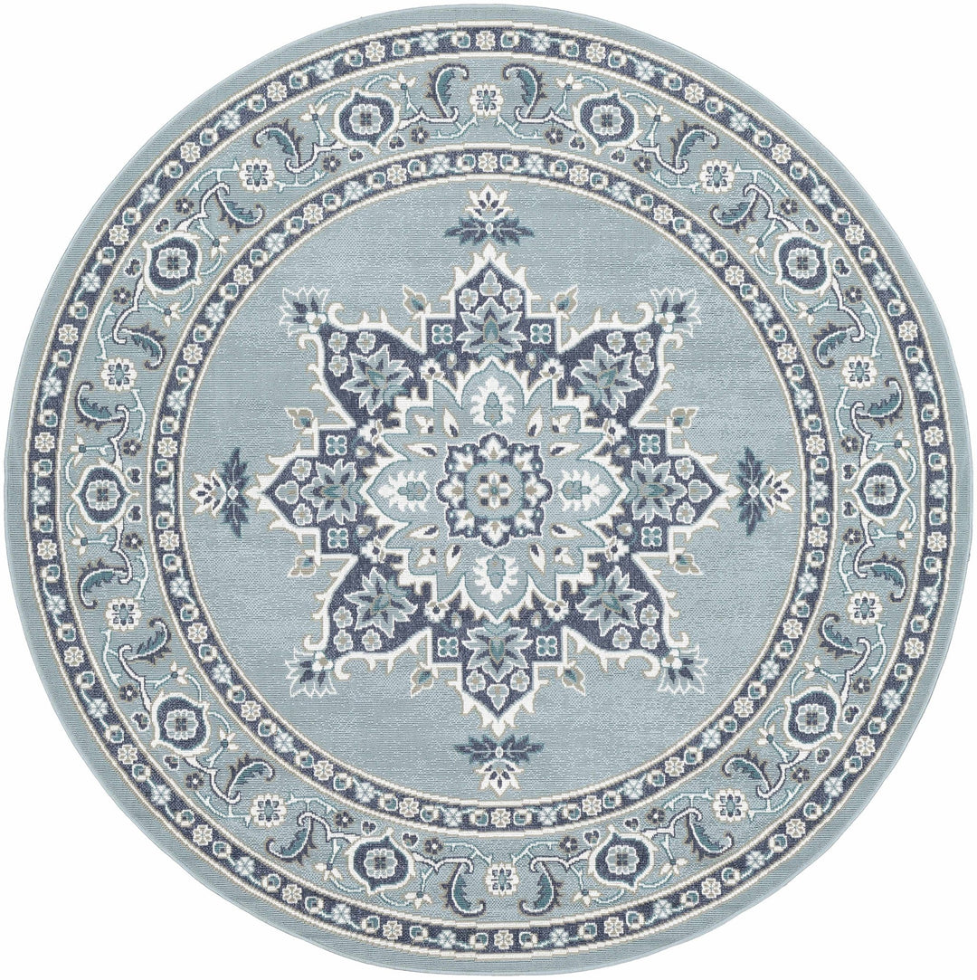 Orla Traditional Medallion Design Blue Outdoor Area Rug - The Rug Decor
