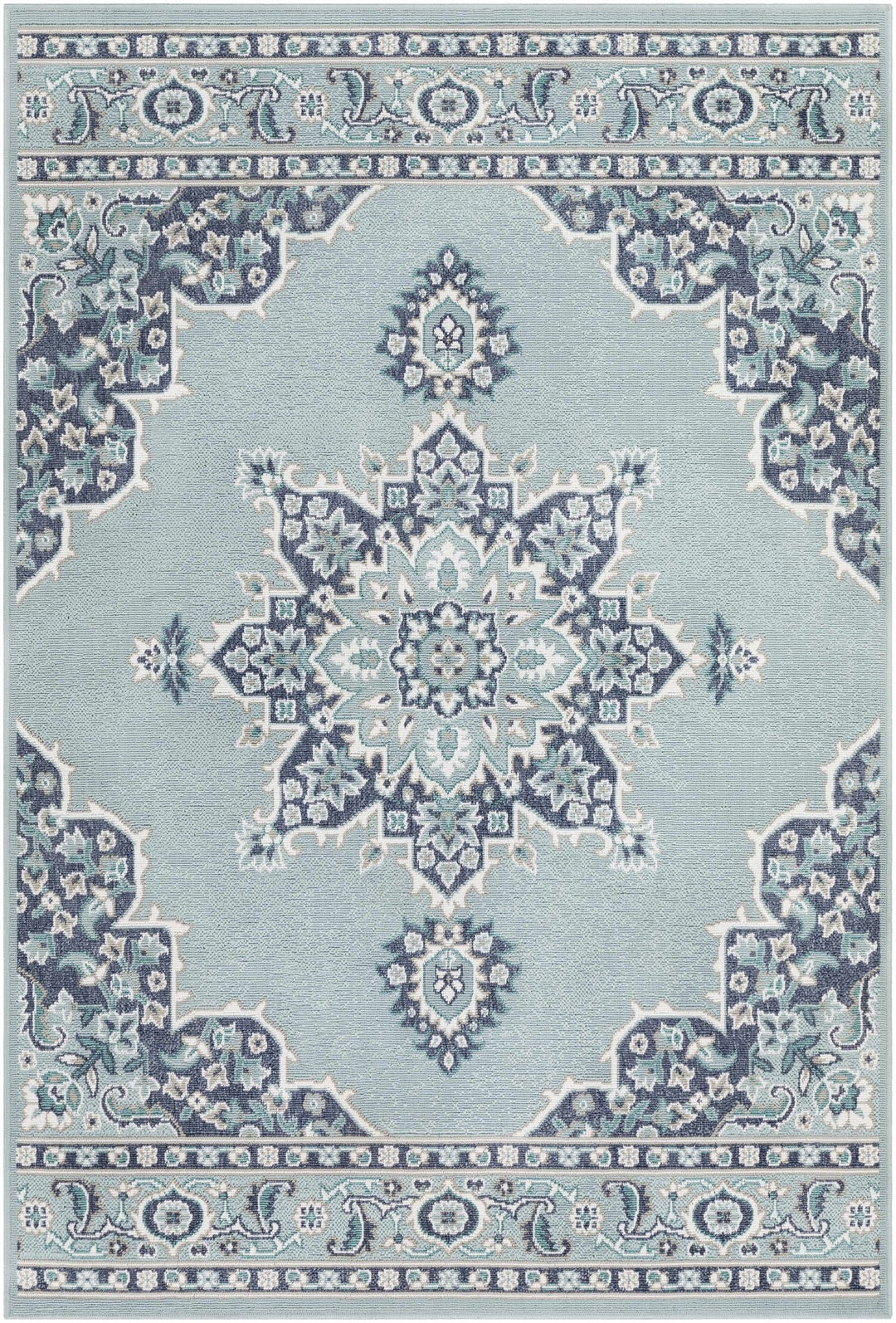 Orla Traditional Medallion Design Blue Outdoor Area Rug - The Rug Decor