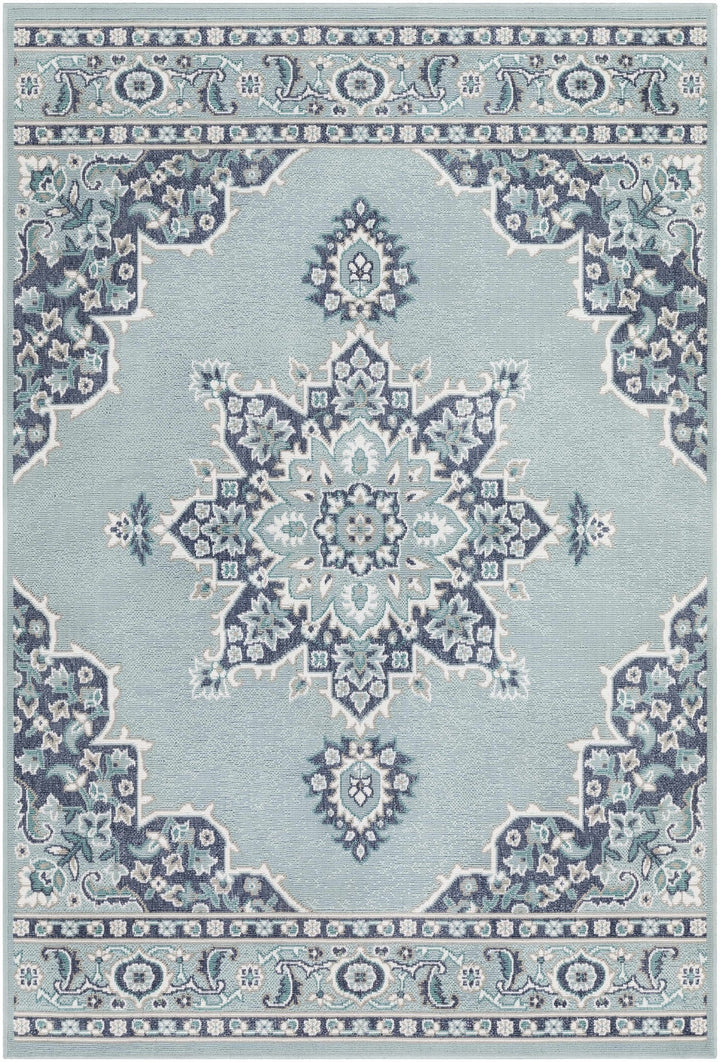 Orla Traditional Medallion Design Blue Outdoor Area Rug - The Rug Decor