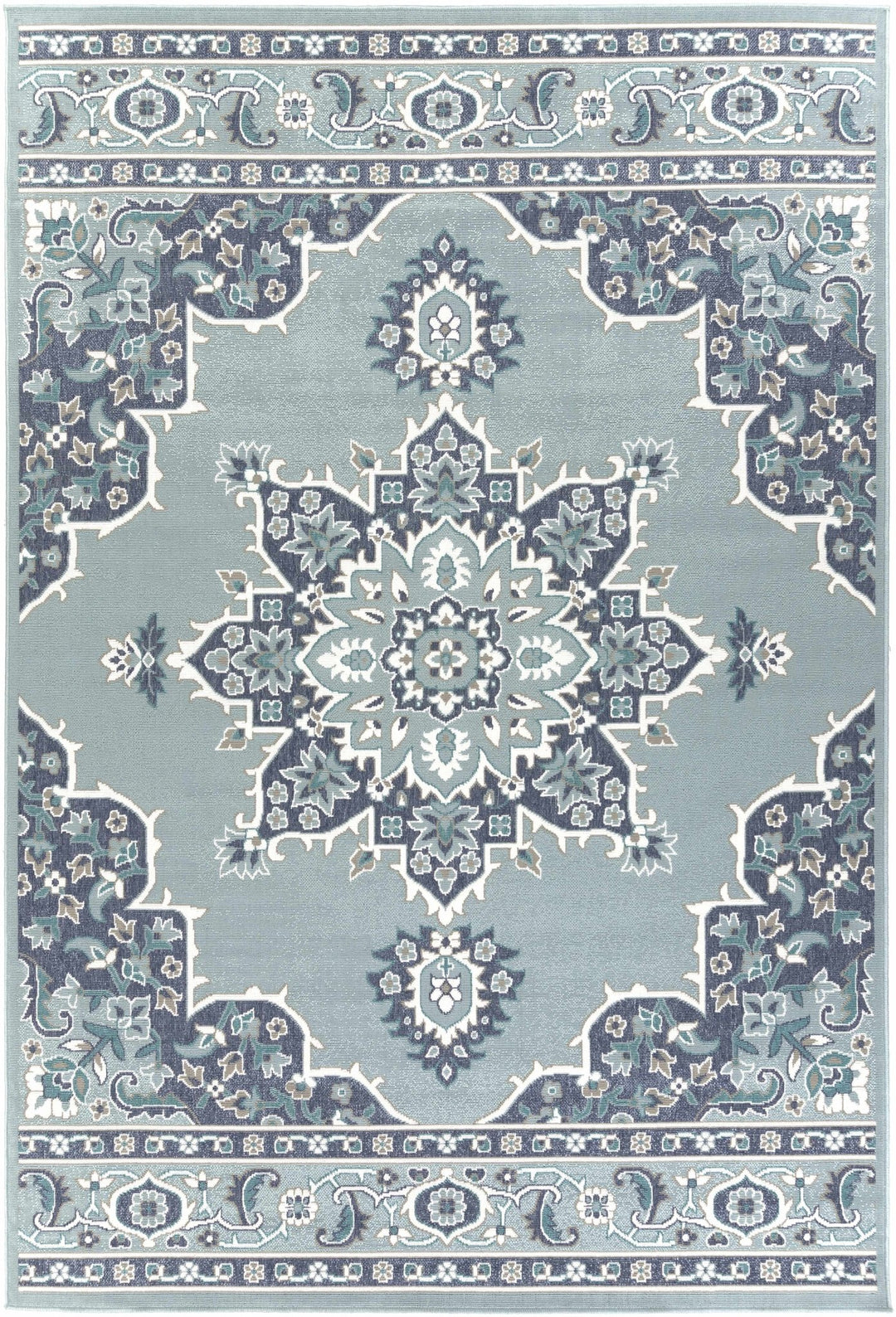 Orla Traditional Medallion Design Blue Outdoor Area Rug - The Rug Decor