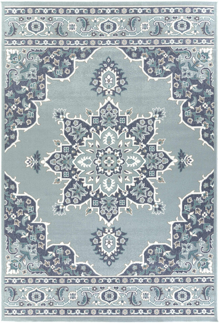 Orla Traditional Medallion Design Blue Outdoor Area Rug - The Rug Decor