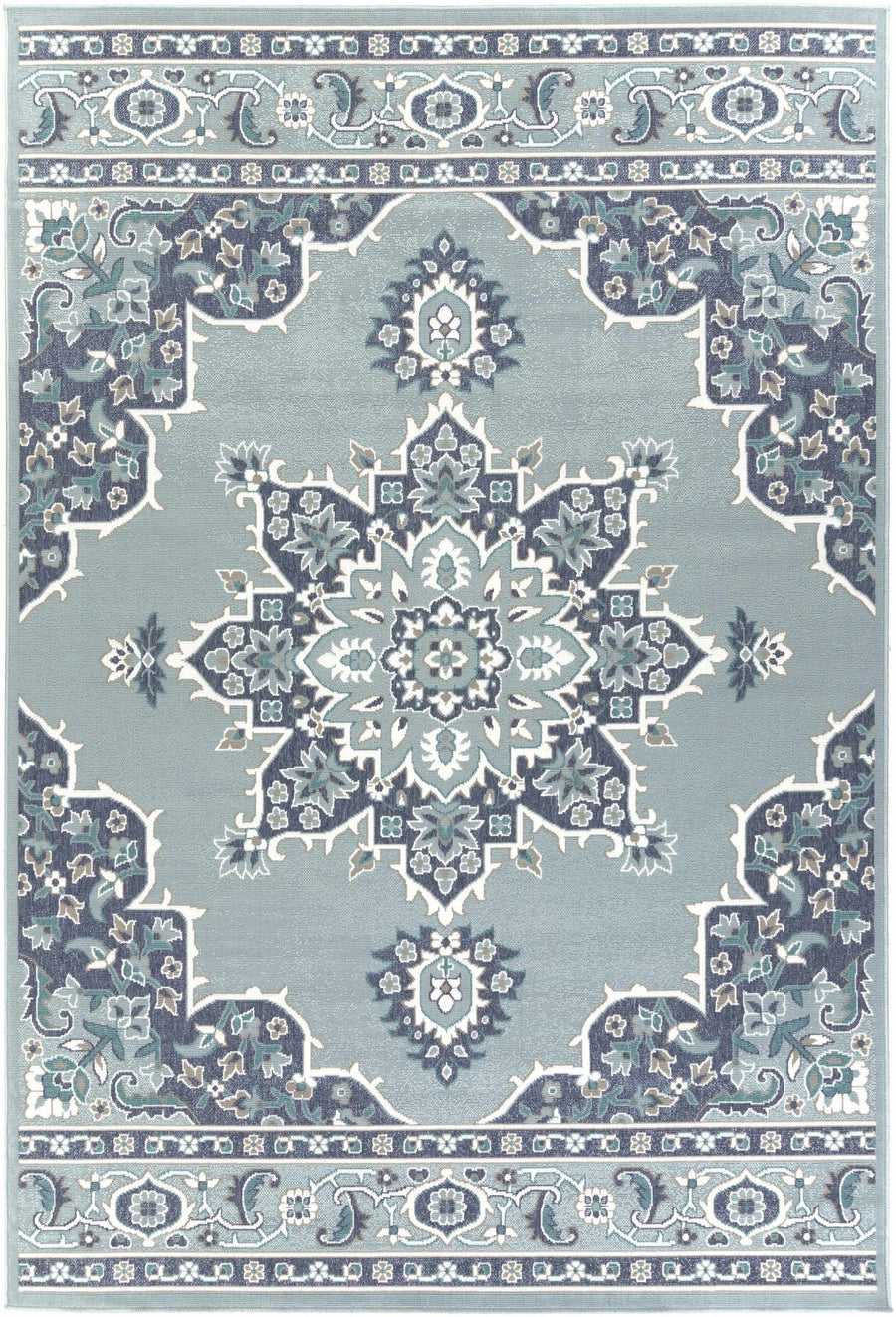 Orla Traditional Medallion Design Blue Outdoor Area Rug - The Rug Decor