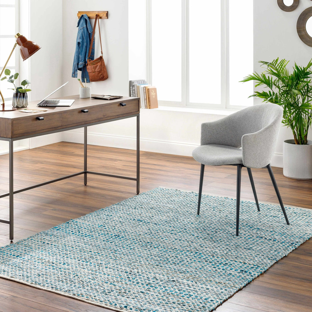 Orovada Modern Pattern Teal & Beige Hand Woven Cotton Rug - The Rug Decor