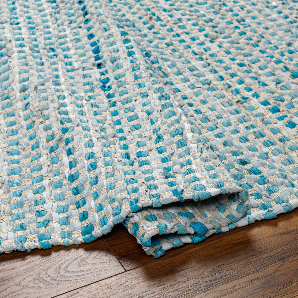 Orovada Modern Pattern Teal & Beige Hand Woven Cotton Rug - The Rug Decor