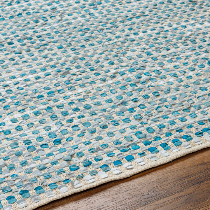 Orovada Modern Pattern Teal & Beige Hand Woven Cotton Rug - The Rug Decor