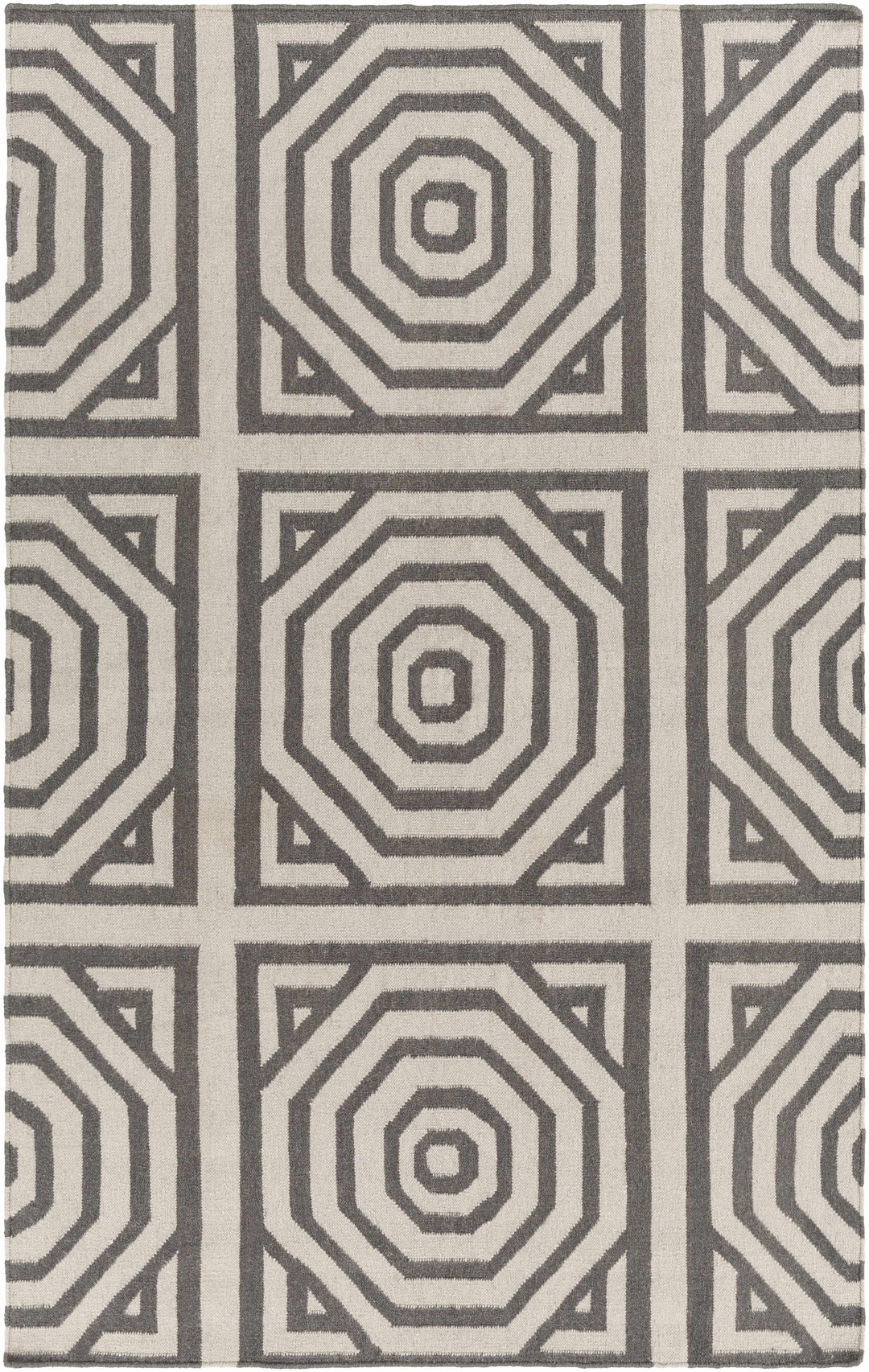Otway Modern Geometrical Beige And Gray Hand Woven Area Rug