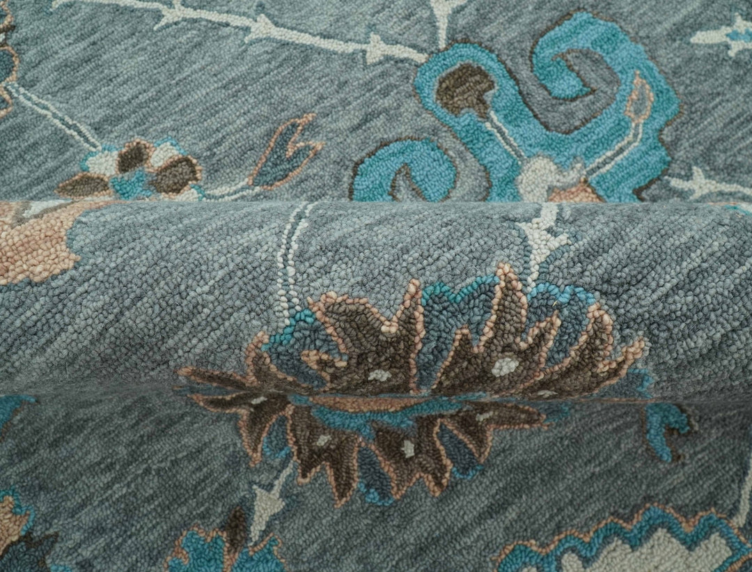 Oushak Design Gray, Blue And Brown Hand Tufted Custom Made wool rug - The Rug Decor