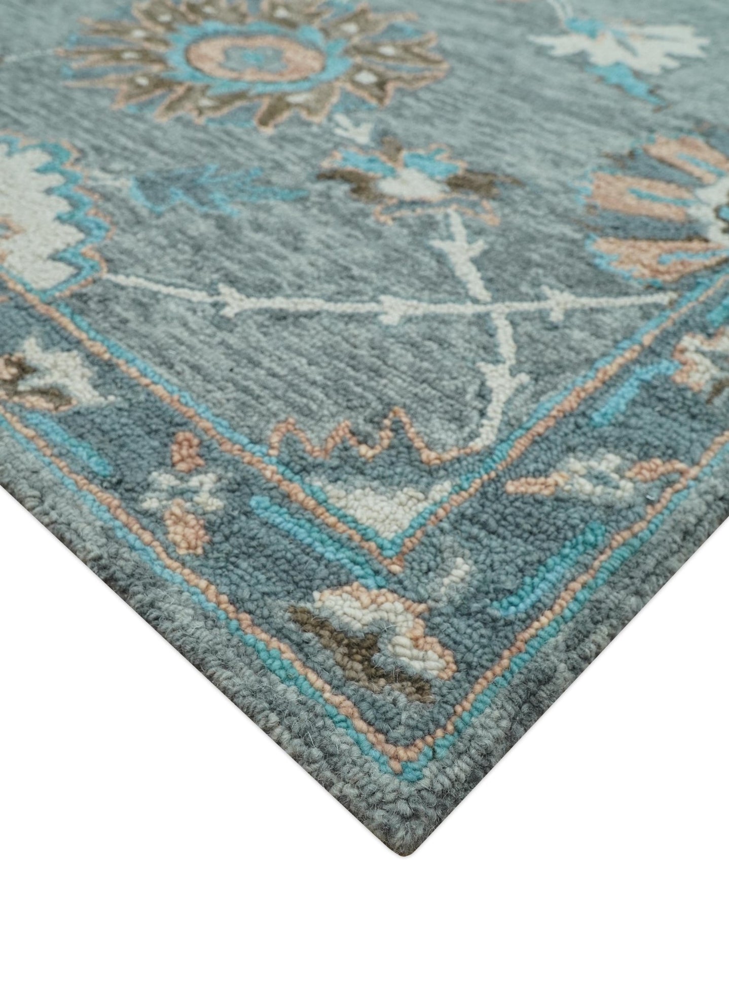 Oushak Design Gray, Blue And Brown Hand Tufted Custom Made wool rug - The Rug Decor