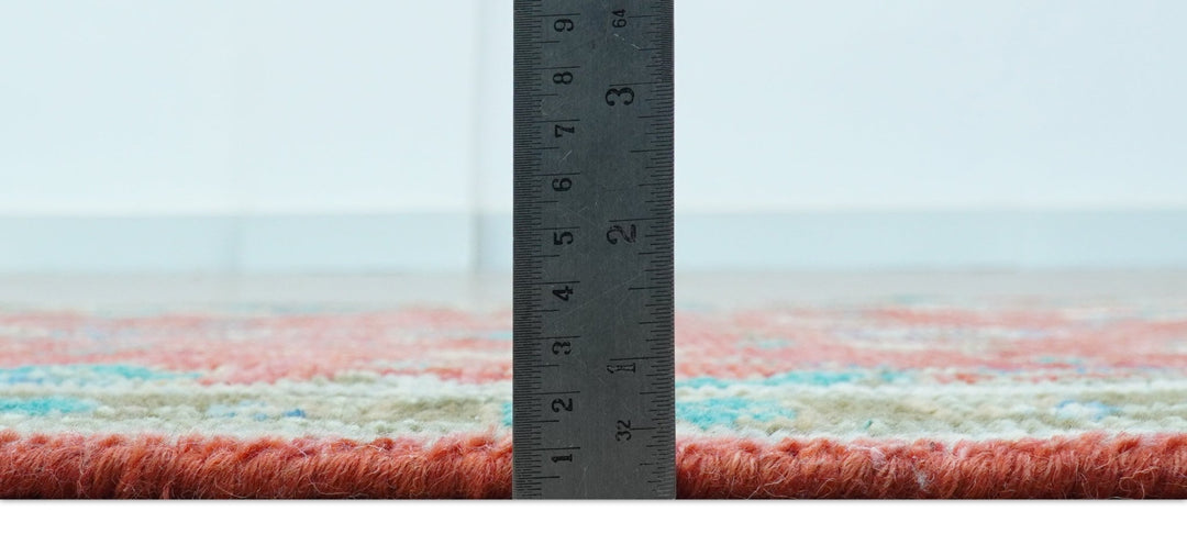 Oushak Design Red And Green 2.6x8 Hand knotted Wool Rug - The Rug Decor